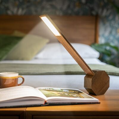 Octagon One Plus Réveil Portable Lampe de Bureau Bois de noyer naturel