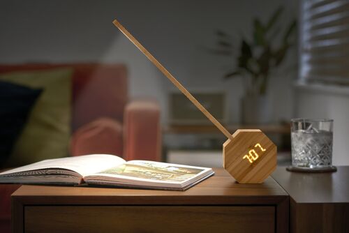 Octagon One Plus Portable Alarm Clock Desk Light natural bamboo wood
