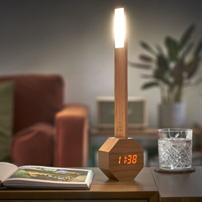 Octagon One Plus Portable Alarm Clock Desk Light natural cherry wood