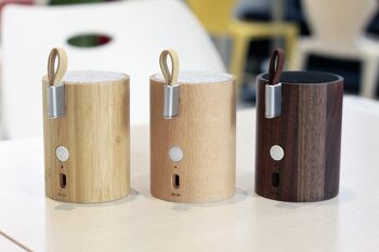Enceinte Bluetooth Drum Light bois de bambou naturel 2