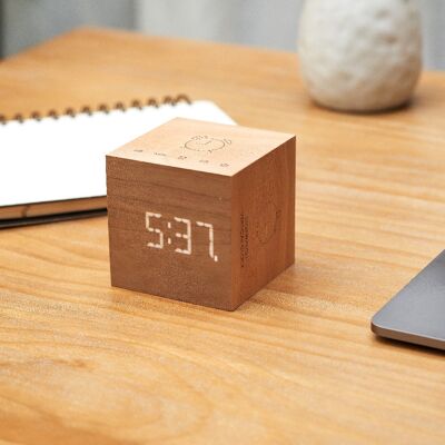 Cube Plus Clock natürliches Kirschholz