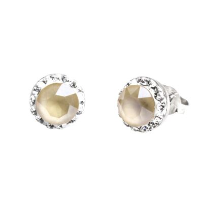 Orecchini a lobo Lina argento 925 cristallo avorio crema