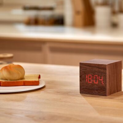 Cube Plus Clock  natural walnut wood