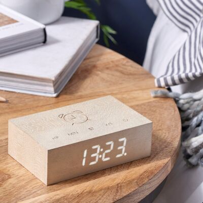 Flip Clck Clock (vincitore del premio UK) in acero bianco naturale