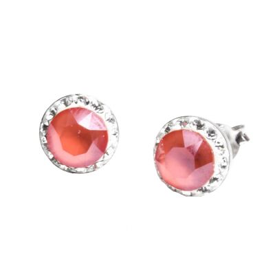 Stud earrings Lina 925 silver crystal light coral