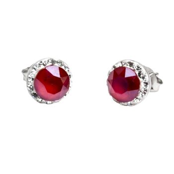 Clous d'oreilles Lina argent 925 cristal rouge royal 1