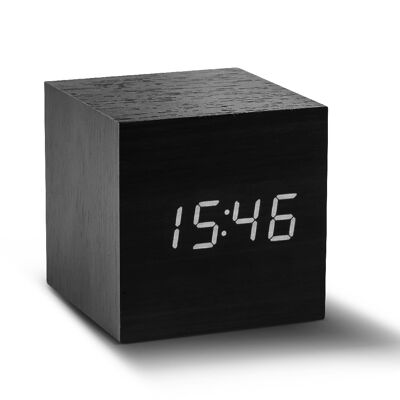 Horloge cube en bois Click (notre horloge cube classique originale, produit le plus vendu de notre catalogue depuis 2011) LED noir/blanc