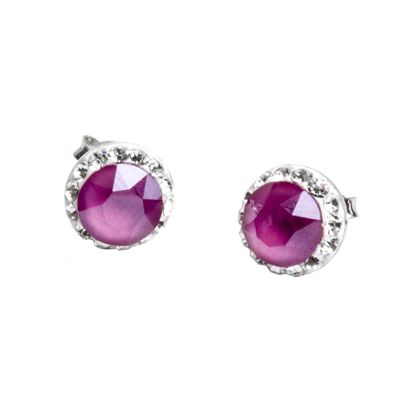 Stud earrings Lina 925 silver crystal peony pink