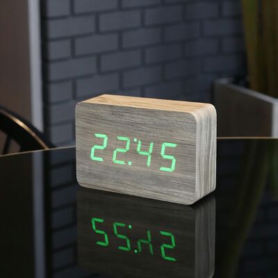 Brick Click Clock Ash / grüne LED