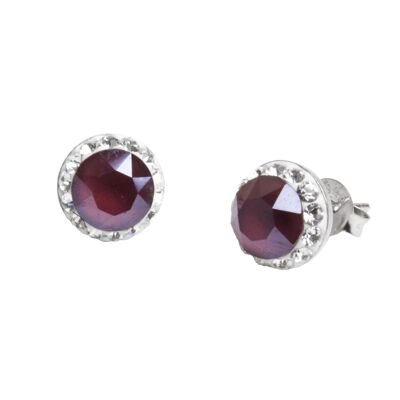 Stud earrings Lina 925 silver crystal dark red