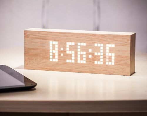 Message Click Clock Beech / White LED