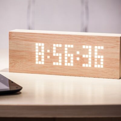 Message Click Clock Beech / White LED