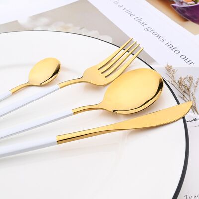 KYOTO Cutlery set 24 pcs polished golden/white