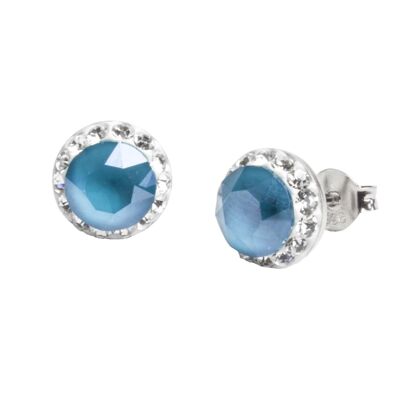 Stud earrings Lina 925 silver crystal azure blue