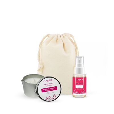 Câlin duo pouch coconut massage candle and edible vanilla massage oil