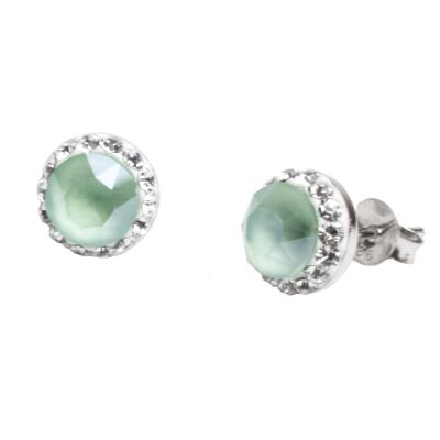 Stud earrings Lina 925 silver crystal mint green