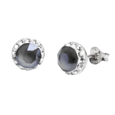 Stud earrings Lina 925 silver crystal dark gray