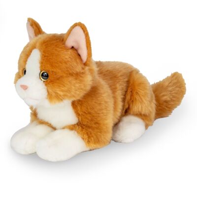Cat lying red 20 cm - Filling made from 100% recycled plastic