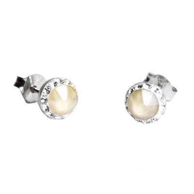 Clous d'oreilles Lotta argent 925 cristal ivoire crème