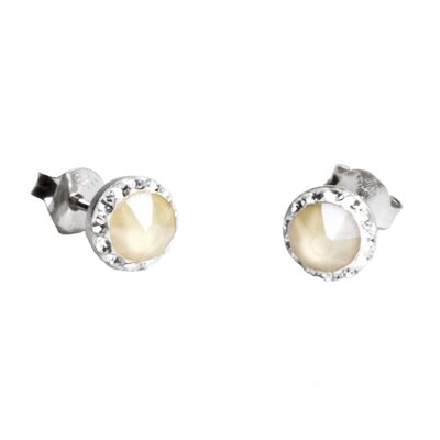 Stud earrings Lotta 925 silver crystal ivory cream