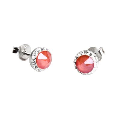 Stud earrings Lotta 925 silver crystal light coral