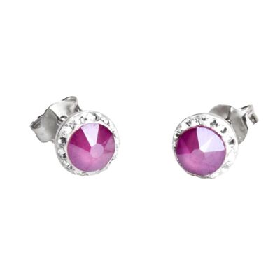 Pendientes de botón Lotta 925 plata cristal peonía rosa