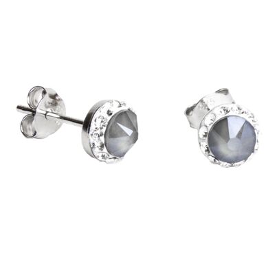 Stud earrings Lotta 925 silver crystal dark gray