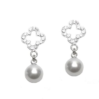 Pendientes de botón Felicita con perla cristal plata 925