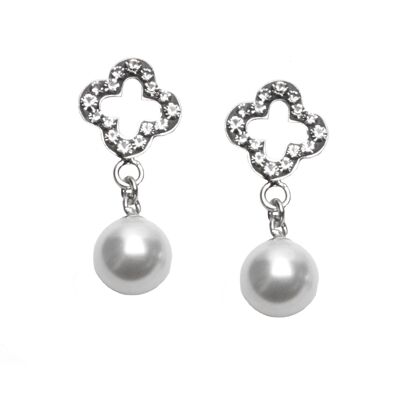 Pendientes de botón Felicita con perla 925 plata diamante negro