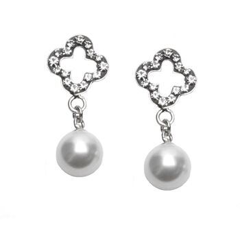 Clous d'oreilles Felicita avec perle en argent 925 diamant noir