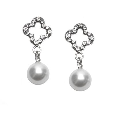 Felicita stud earrings with pearl 925 silver black diamond