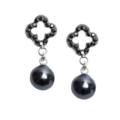 Felicita stud earrings with 925 silver hematite pearl