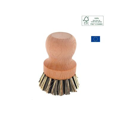 Natural fiber wood dishwashing brush