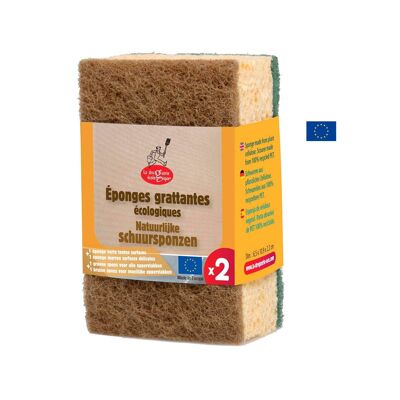 Ecological green and brown scraping sponges - Set of 2 - on display