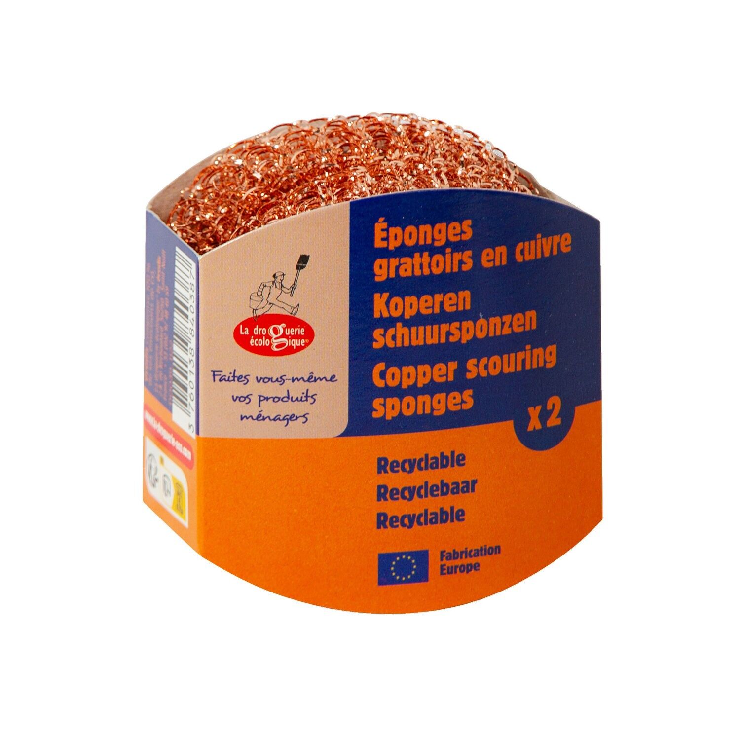 Raschietto in spugna per cannuccia in rame - Set di 2