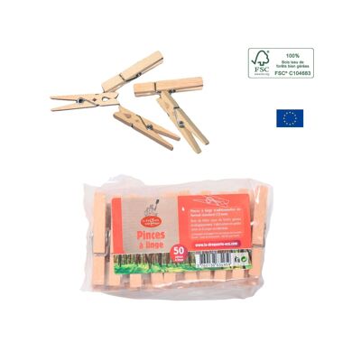 50 ecological wooden clothespins