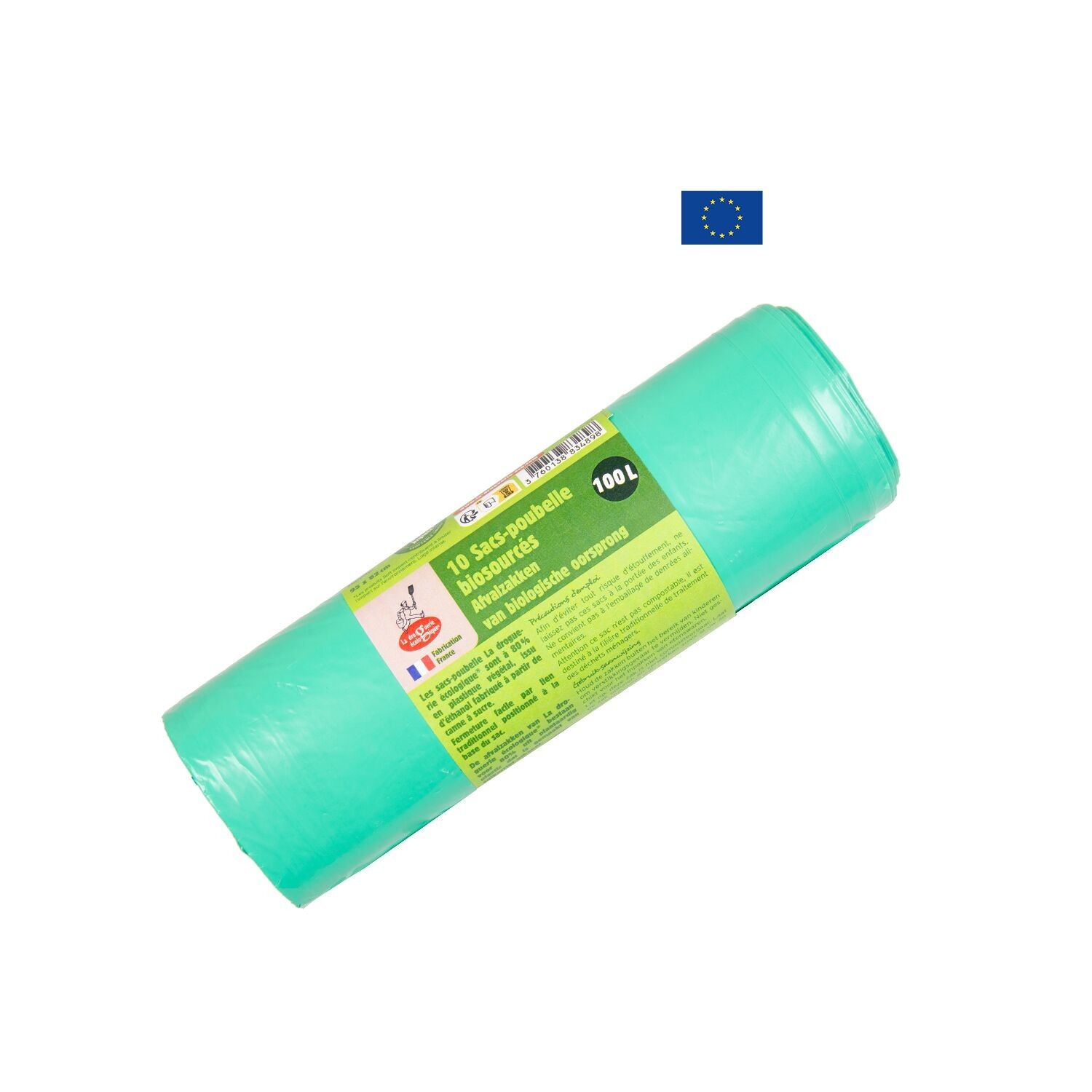 Bioplastic garbage bag 100 L Roll of 10 bags in display