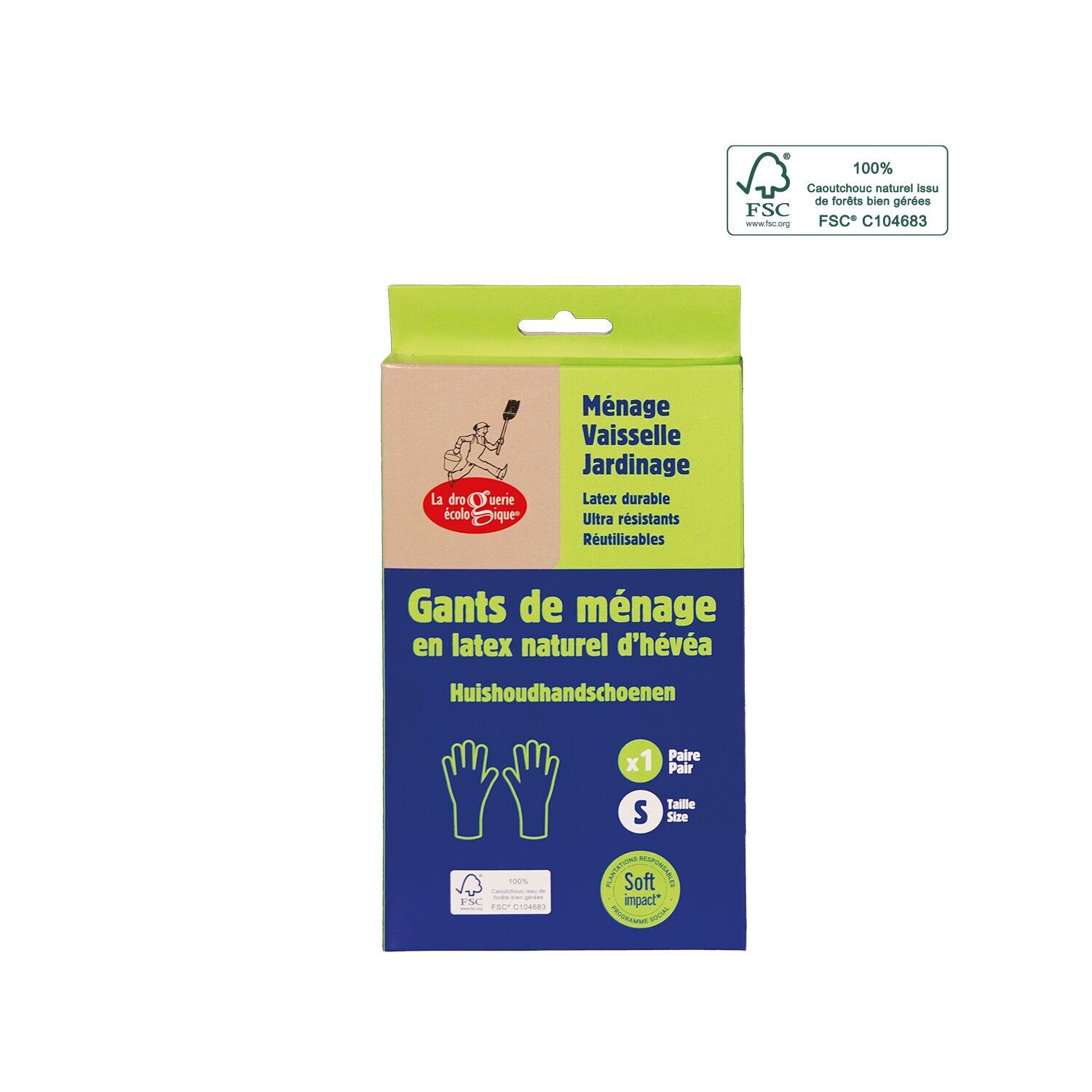 Guanti per la casa in lattice ecologico - Scatola - Taglia S
