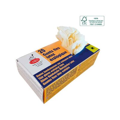 Ecological thin latex gloves - Box of 20 - Size M