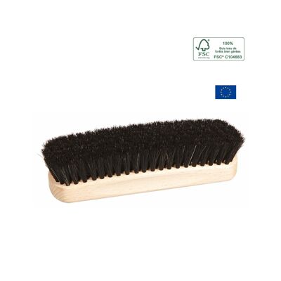 Brosse à reluire noir bois et fibres crin de cheval