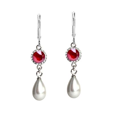 Earrings Greta 925 silver crystal royal red
