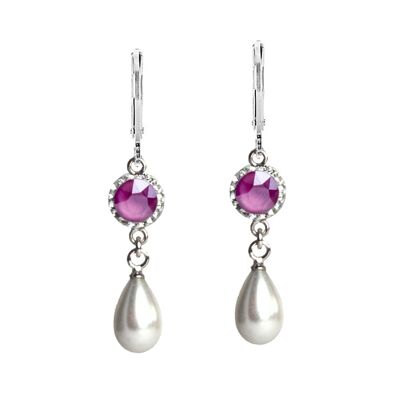 Earrings Greta 925 silver crystal peony pink