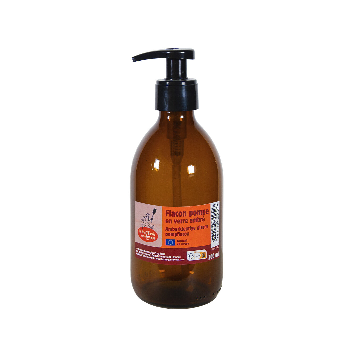 300ml amber glass pump bottle