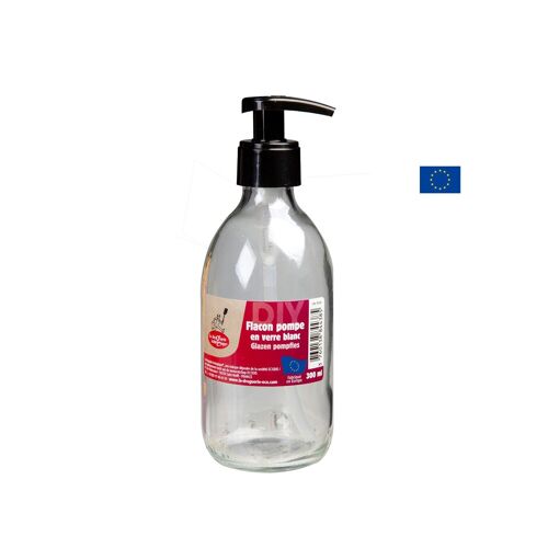 Flacon pompe en verre blanc 300 mL