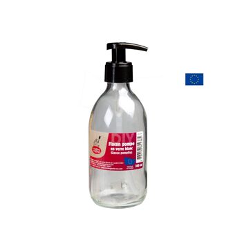 Flacon pompe en verre blanc 300 mL