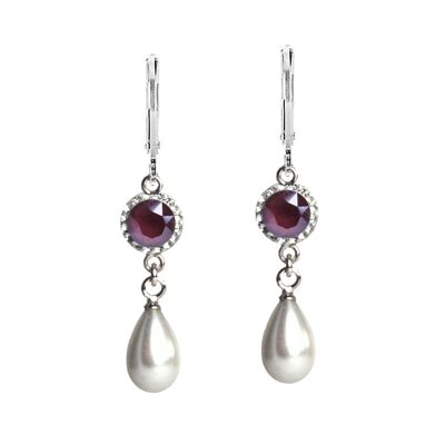 Boucles d'oreilles Greta argent 925 cristal rouge foncé