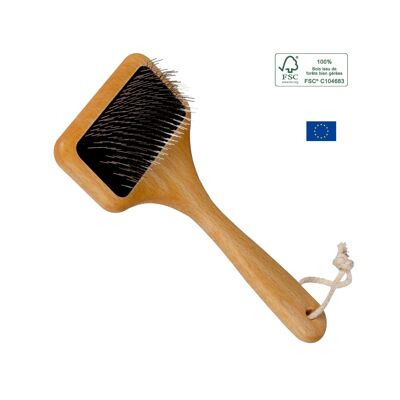 Carde Comb Grooming brush for dog and cat - Natural fibers and ecological wood