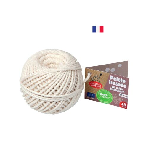 Pelote ficelle tressée de coton biologique 2 mm