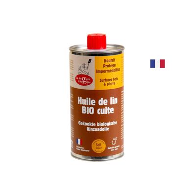 Local cooked organic linseed oil 500 ml - Protection wood parquet