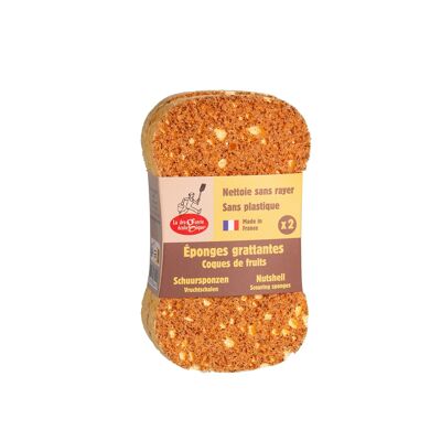 Eponges grattantes coques de fruits - Lot de 2 en display